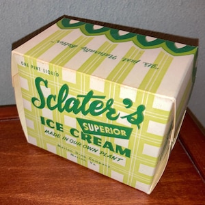 Vintage Sclater's Ice Cream Carton; New Old Stock; Unused Old Pint Size Box