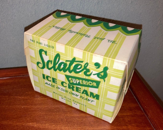 Vintage Sclater's Ice Cream Carton; New Old Stock; Unused Old Pint Size Box