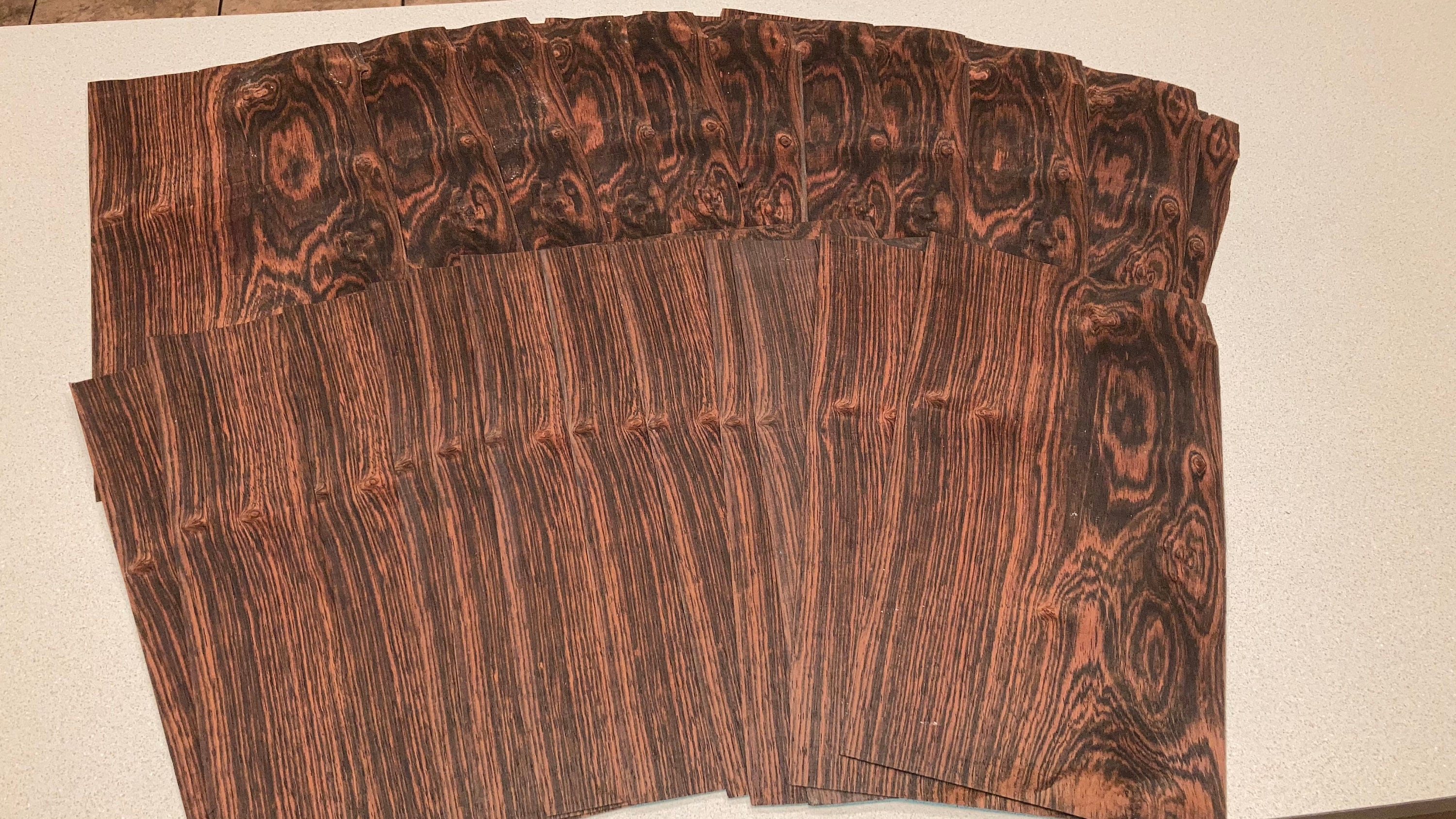 Lot of 22 Pieces of Exotic Wood Veneer from Old Woodworking Shop