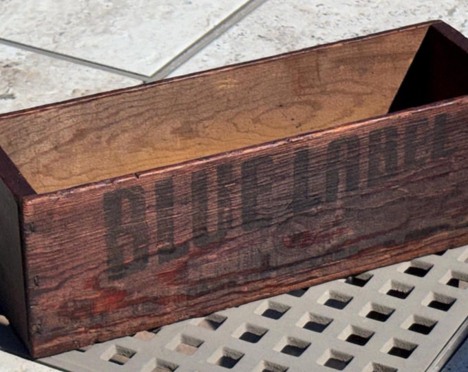 Antique Primitive Wooden Blue Label Cheese Box