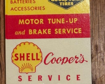 Vintage 1950s Shell Oil & Goodyear Tires Matchbook, Cooper's Service, St. Louis M0, AAA Service, Unused NOS