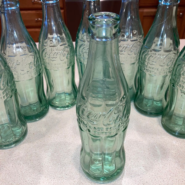 Vintage 1940s - 50s Coca Cola Bottle; Antique Green Glass Coke Bottle, Famous Hobbleskirt Shape; Pick Your City!