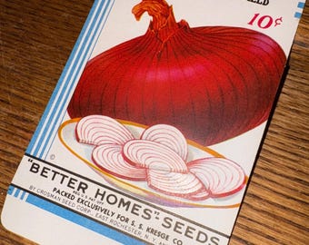 Vintage Onion Seed Packet: 1934 Better Homes Lithograph, Unused NOS