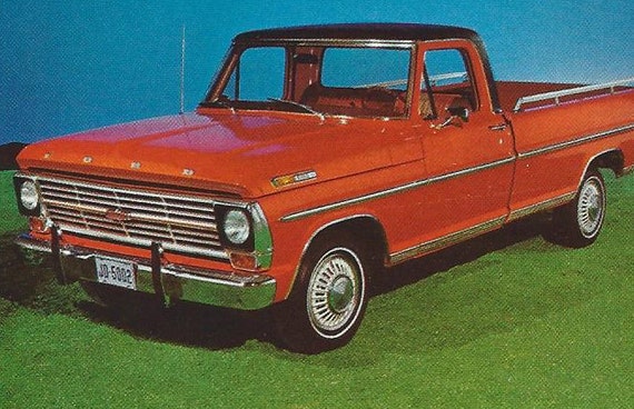 Vintage Unused 1969 Ford Dealer Postcard: F-100 Special, F-250