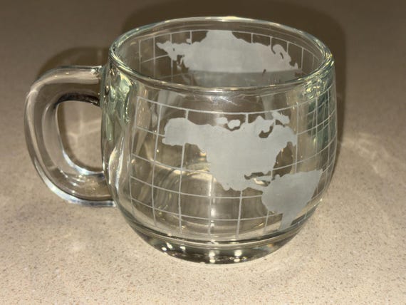 Vintage 1974 Nescafe Glass World Mug, Origin Advertising Premium