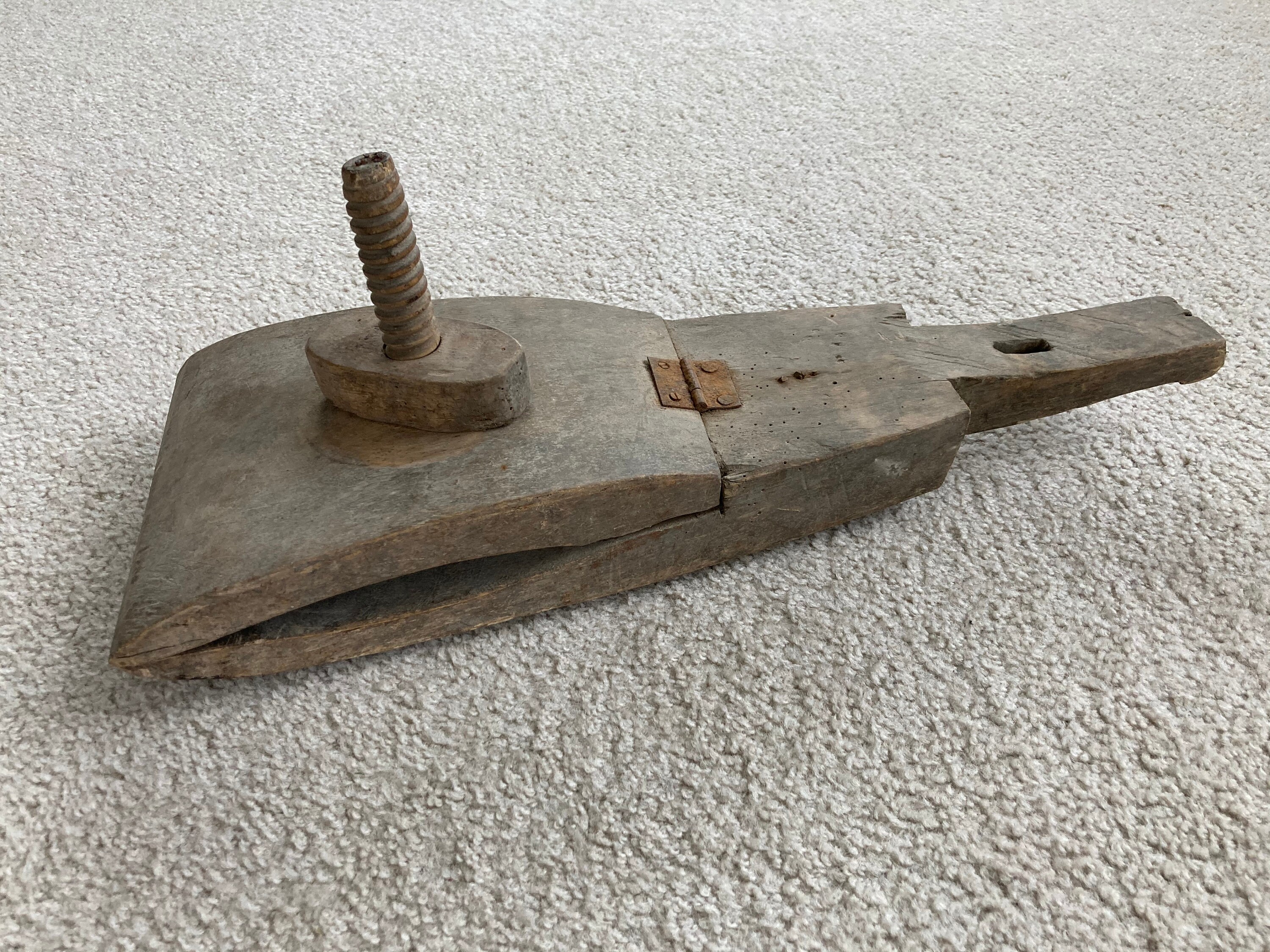 Antique Country Primitive Carved Wooden Cheese Press; As-Found Rustic 19th  Century Tool