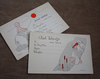 Vintage 1920s Birth Announcement Postcards! Digital Download