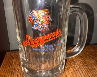 Original Vintage 1950s Iroquois Beer & Ale Glass Mug; Buffalo, NY Breweriana