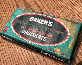 1950s Unopened Baker's German's Sweet Chocolate Bar, NOS Never Used