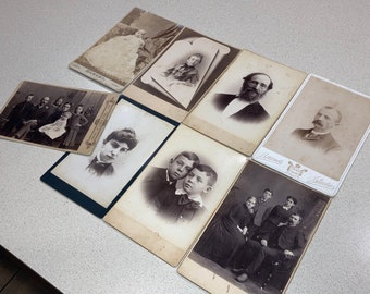 Group of 8 different Victorian Cabinet Cards; 19th Century Photographs