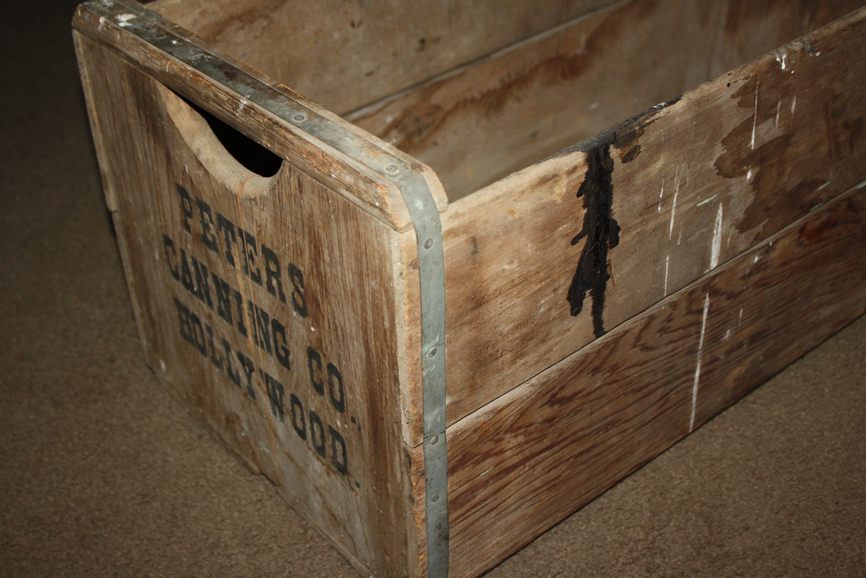 Extra Long Vintage Wooden Produce Crate; Fruit Vegetable Farm Box from