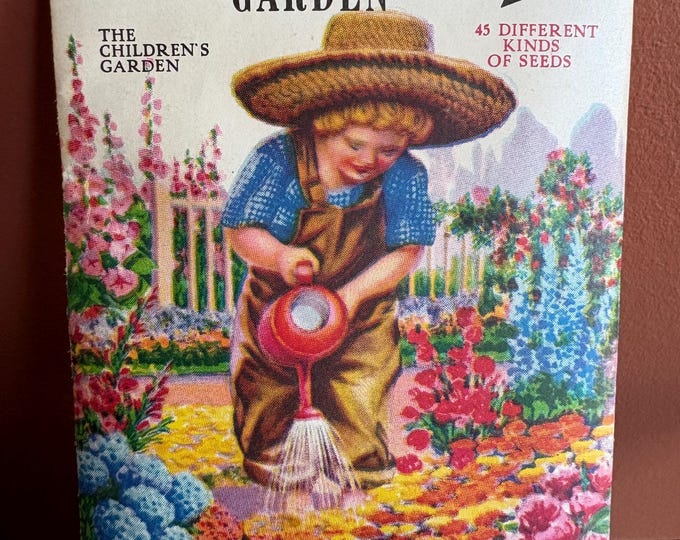 1930s-40s Crosman Seed Co. SURPRISE FLOWER GARDEN! Unopened Vintage Packet with Seeds! "The Children's Garden" Wildflowers