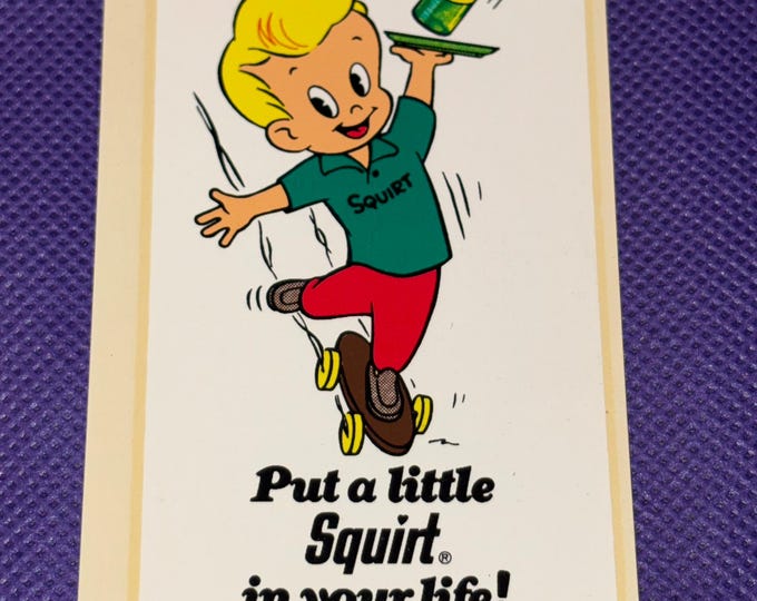Vintage Squirt Soda Store Window Door Decal; Old Stock, Unused Original Advertising