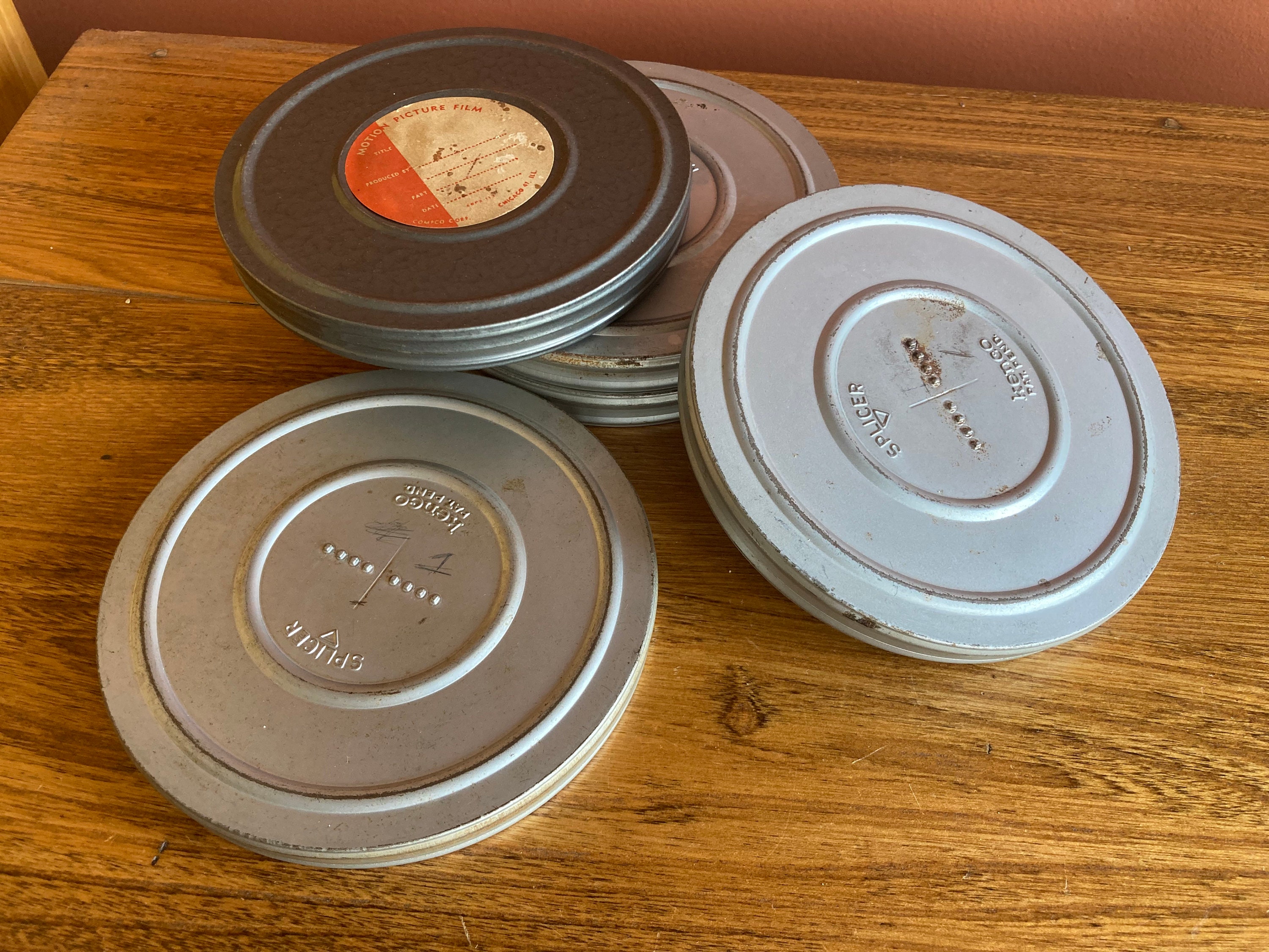 5 Vintage 8mm Movie Film Reels & Canisters; 4 Kenco, 1 Compco