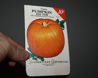 Vintage 1930s Crosman Seed Co. Unused Seed Packet: Big Tom PUMPKIN; NOS RARE