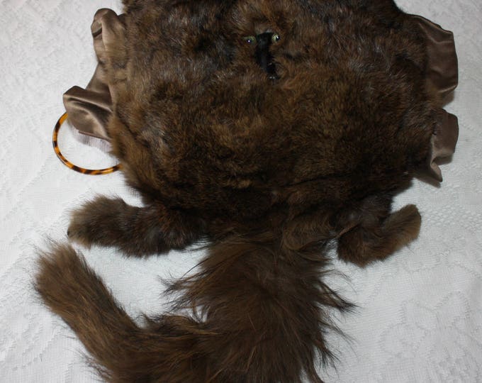 Early 1900s Edwardian Fox Fur Hand Muff with Face, Tail, Legs; Vintage Hand Warmer; Antique Women's Fashions