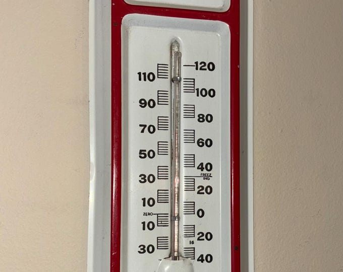 Vintage Metal Advertising Themometer: B. Snios Hardware Co., Depew, New York