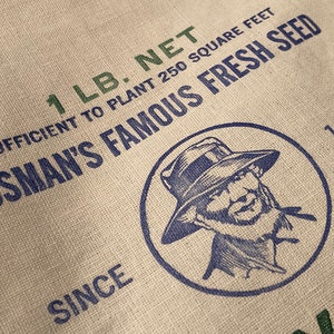 NOS Vintage Cotton Grass Seed Sack; Shady Spot Lawn Seed Linen Bag; Crosman Seed Co., East Rochester, NY image 7