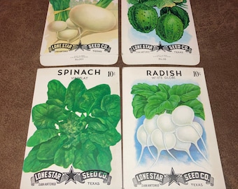 Lone Star Seed Co. Set of 4 Vintage Vegetable Seed Packets