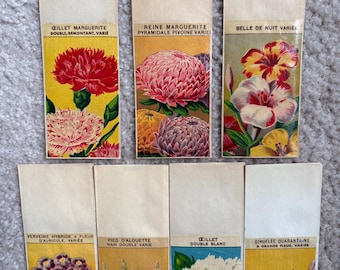 Collection of 7 Vintage 1930s French Seed Packets (Group 3)