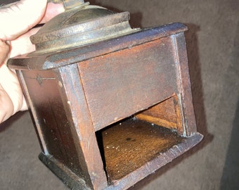 Antique Primitive Wooden Coffee Grinder; Old, Rustic, Country  Coffee Mill