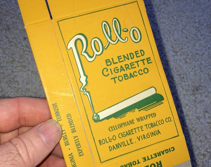 Roll-0 Cigarette Tobacco, Danville Virginia Never Used Box! Vintage 1920s Old Stock