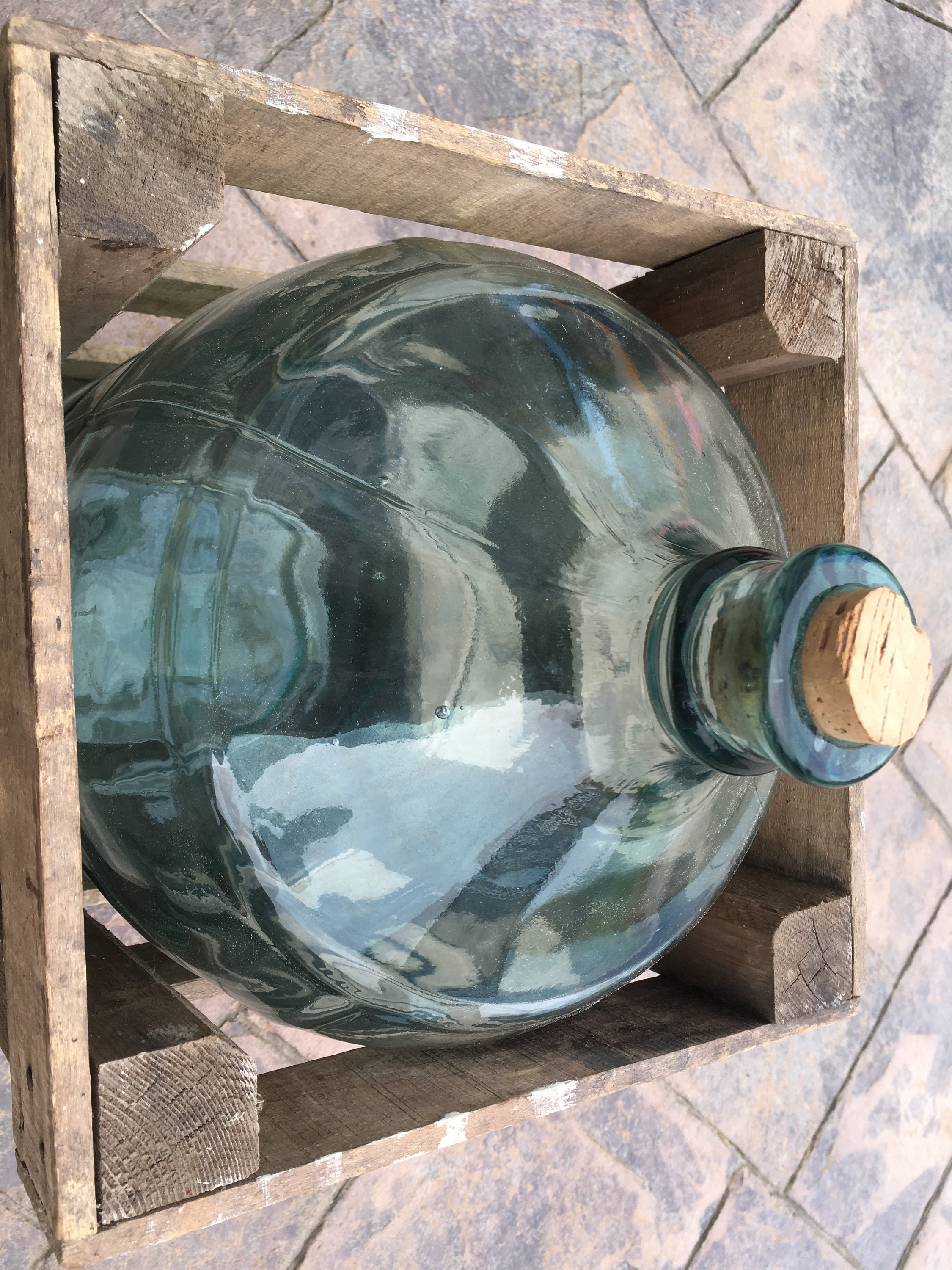 Demijohn or Carboy Glass Bottle in Original Crate