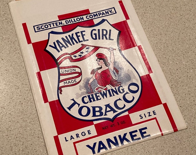 Vintage 1940 Yankee Girl Chewing Tobacco Bag, Pouch; Scotten, Dillon Company; NOS Warehouse Find! Never Used, Mint Condition!