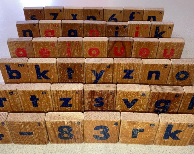 Set of 42 Vintage Wooden Childrens Toy Blocks