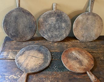 Antique Country Primitive Carved Wooden Breadboards, As Found, Original Untouched Patina