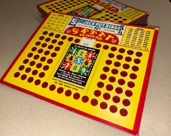 Vintage 1940s 5 Cents BIG JACKPOT BINGO Punchboard; Never Used Gambling Punch Board, New Old Stock