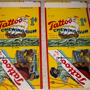 Original NOS 1932 Tattoo Chewing Gum Wrappers: Orbit Gum Co., Complete Set of 12 Ships/Boats Illustrations SCARCE! image 8