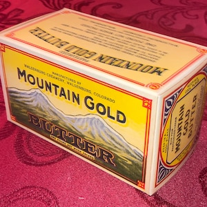 Vintage 1920s Original Walsenburg Creamery Mountain Gold Butter Box, New Old Stock Carton; Never Used Advertising! Walsenburg, Colorado