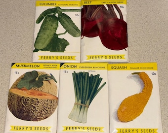 1952 Ferry-Morse Seed Co. Packets, Unopened with Seeds! Fruit & Vegetable