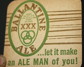 Lot of 4 Vintage Ballantine XXX Ale Beer Coasters; 1960s NOS Breweriana; P. Ballantine & Sons, Newark NJ
