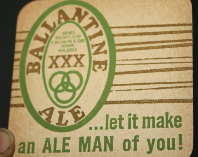 Lot of 4 Vintage Ballantine XXX Ale Beer Coasters; 1960s NOS Breweriana; P. Ballantine & Sons, Newark NJ