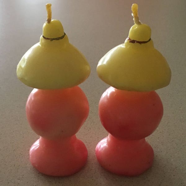 Vintage 1940s Gurley Figural Candles: Pair of Lamps