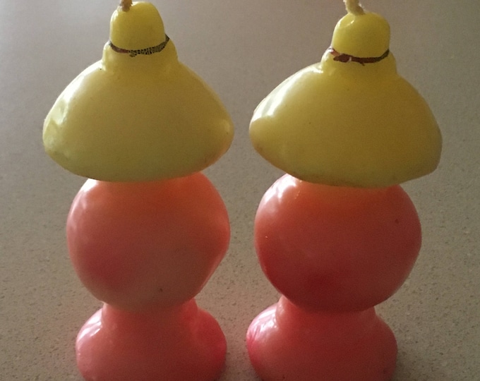 Vintage 1940s Gurley Figural Candles: Pair of Lamps