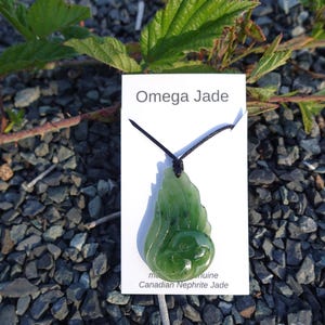 Hand Carved Nephrite Jade Bird Pendant Necklace