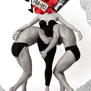 Muse rebelle - impression d'art collage surréaliste audacieux, pouvoir féminin, art mural numérique moderne