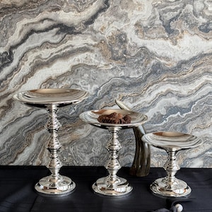 Silver Plated Brass Pedestal Stand – Cake, Cookie, Fruit Display, Handmade Home Decor