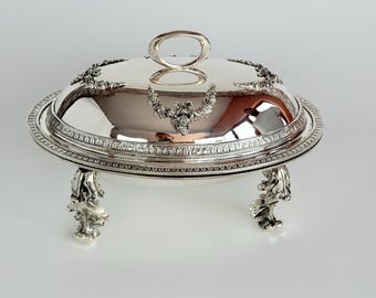 Handmade Silver-Plated Brass Caviar Server: Ornate Gourmet Appetizer Stand