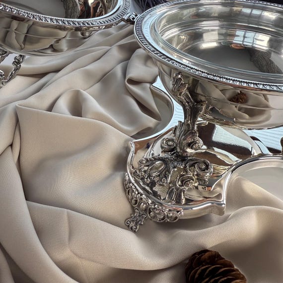 Silver Plated Caviar Server Elegant Appetizer Stand With Lidded