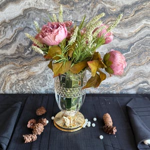 Handmade Gold Plated Vase with Ornamental Butterfly Base, Handcrafted Decorative Flower Vase, Elegant Home Accent, Gift for Her