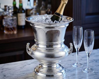 Zilveren ijsemmer messing urn vaas champagnekoeler handgemaakte bargerei