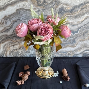 Handmade Gold Plated Crystal Vase with Ornamental Base, Handcrafted Decorative Flower Vase, Elegant Home Accent, Gift for Her