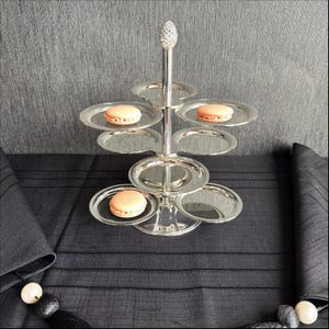 Handgemachter Dessert Halter, 3-Tier, versilbert, 9-teiliger Keks- und Macaron-Ständer, elegantes Messing