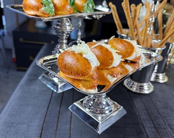 Silver Plated Brass Serving Stand Handcrafted Dessert Tray