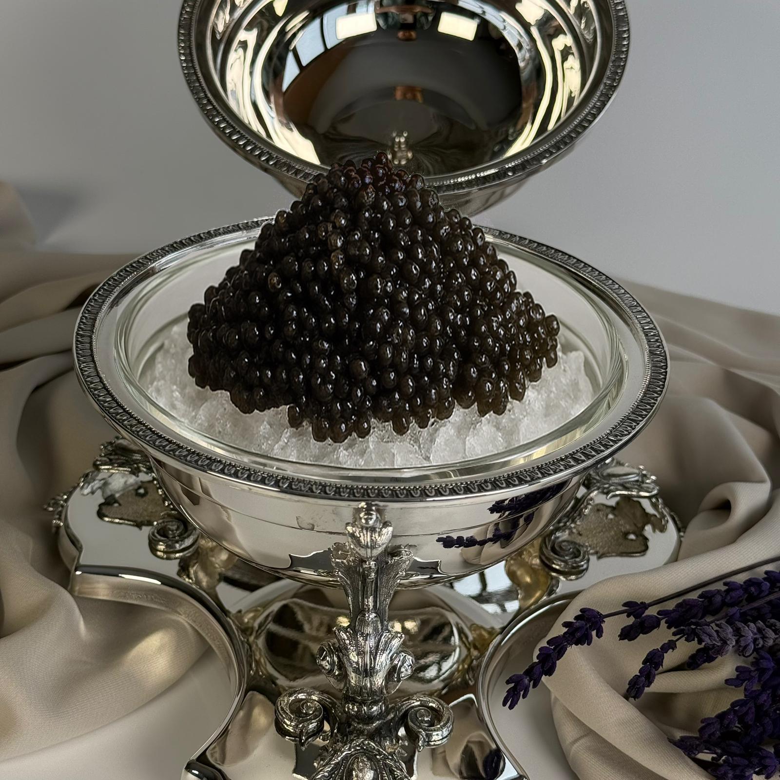 Silver Plated Caviar Server Elegant Appetizer Stand With Lidded