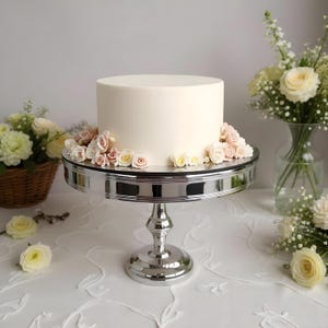 Silver Plated Wedding Cake Stand  Mirrored Brass Dessert Display